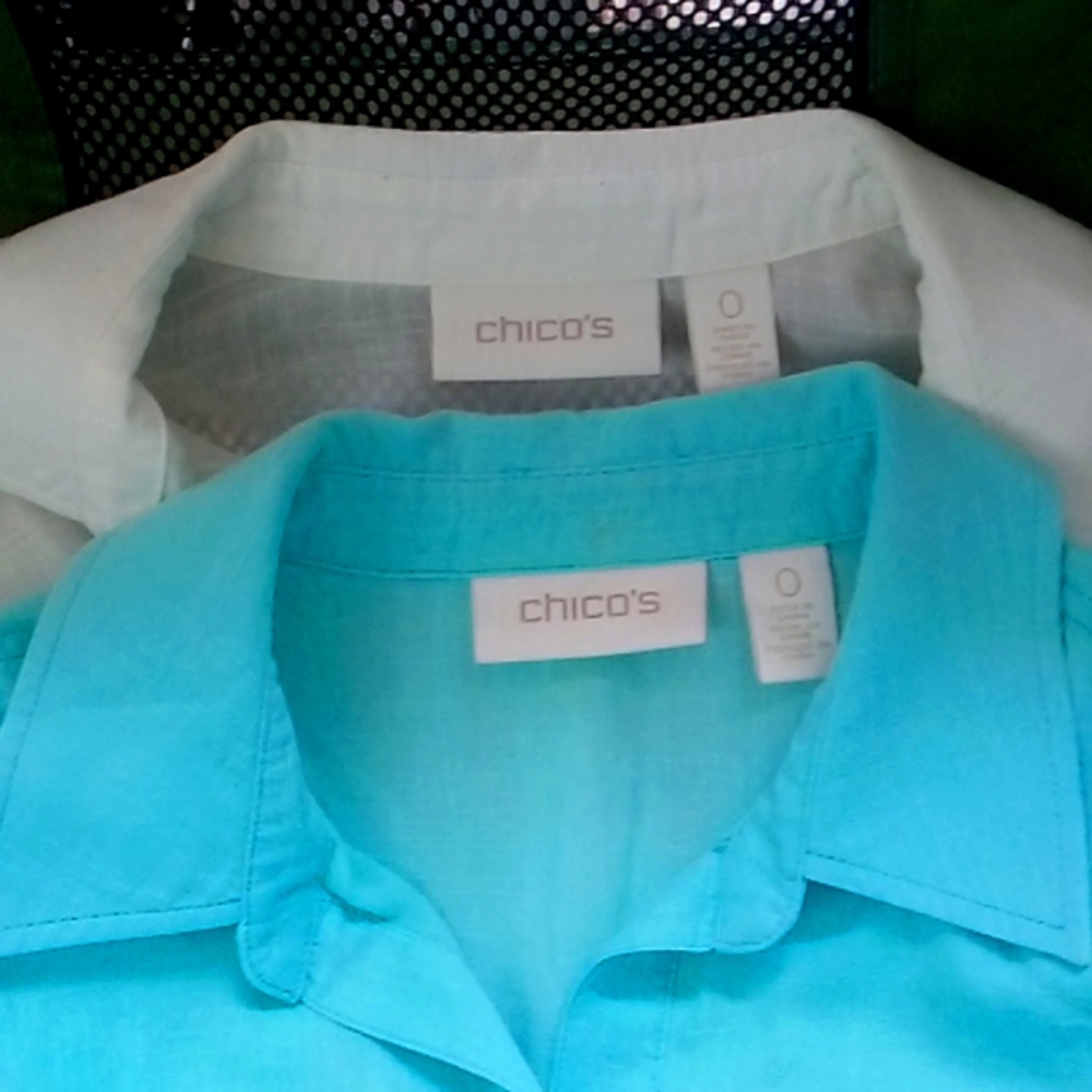 2 long sleeve button up chico shirts
